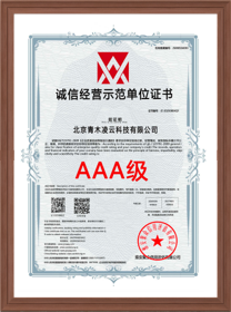 诚信经营示范单位证书